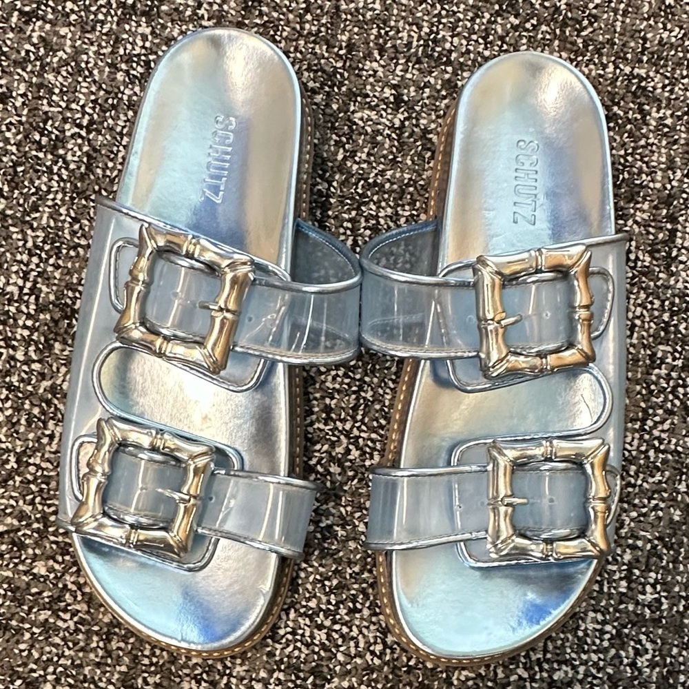 SCHUTZ Metallic Leather Slip On 9